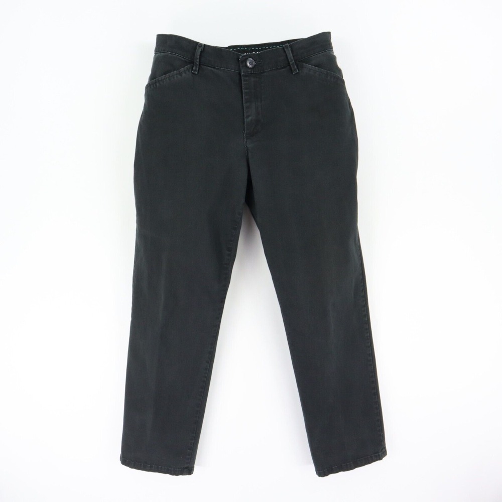 Lee All Day Pants Womens Sz 6 Short Black Cotton Flat Front Pockets Straight Leg